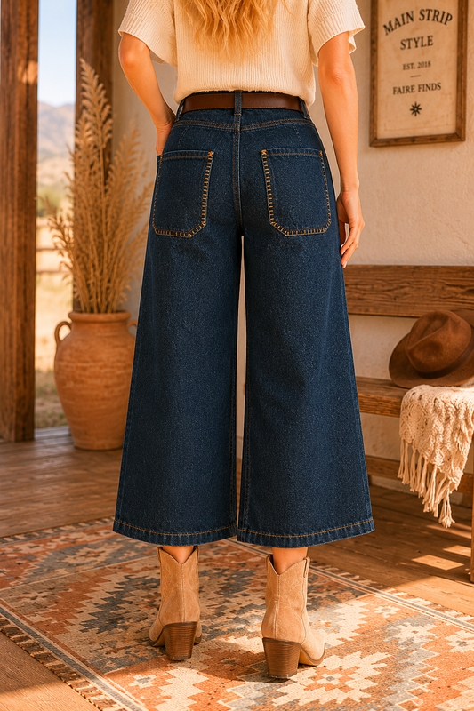 Dark Horse Cropped Wide Leg Jean