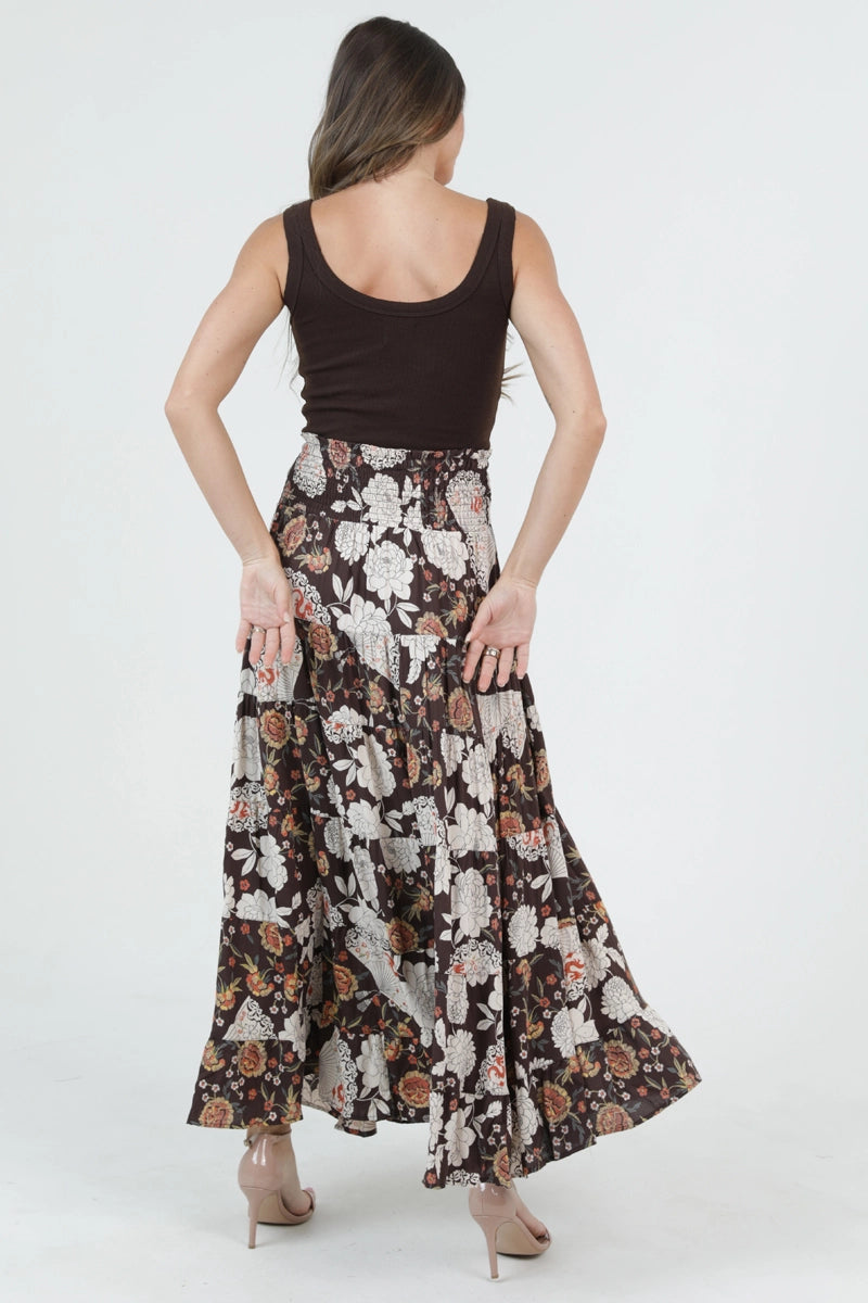 Cocoa Bloom Tiered Maxi Skirt