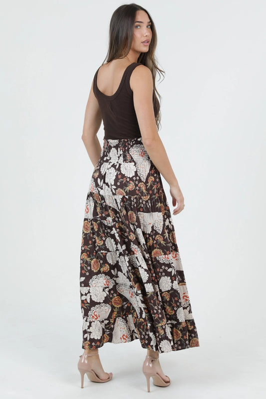 Cocoa Bloom Tiered Maxi Skirt