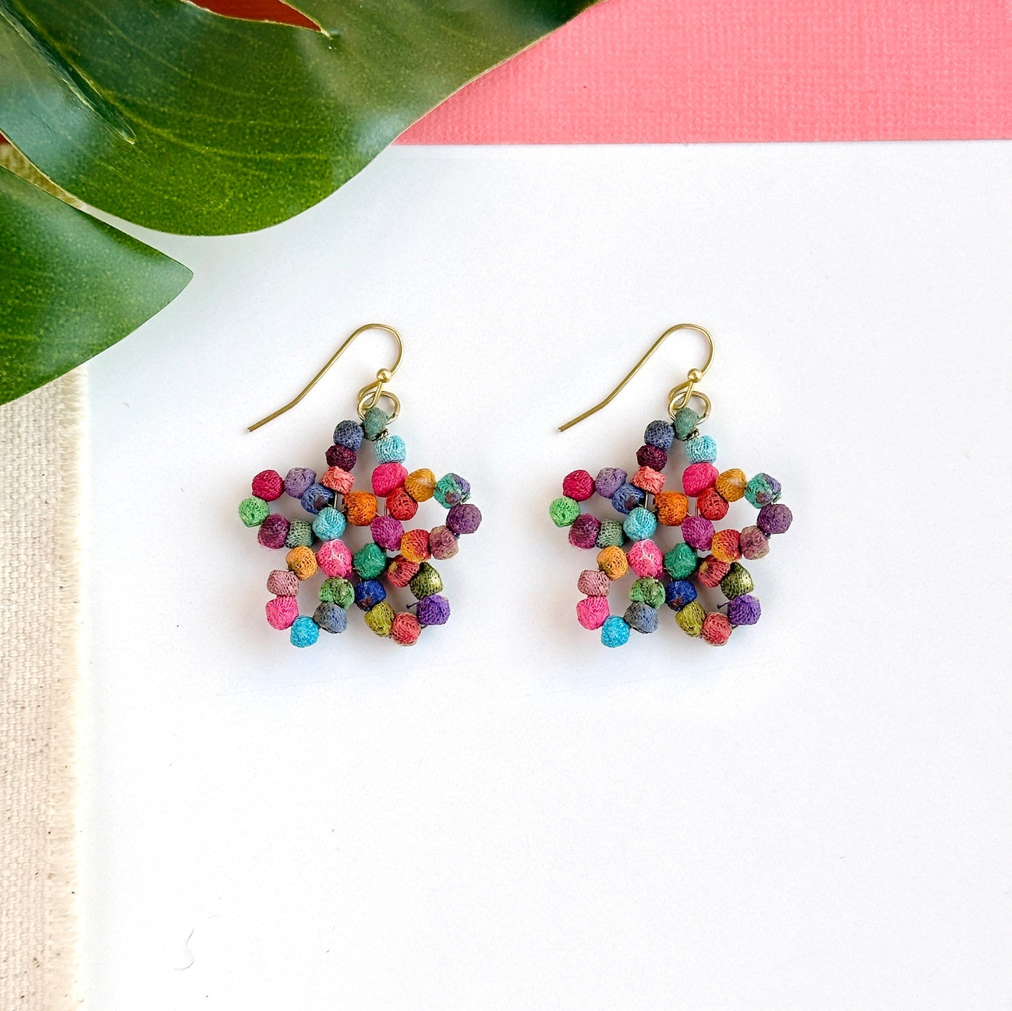 Kantha Flower Earrings