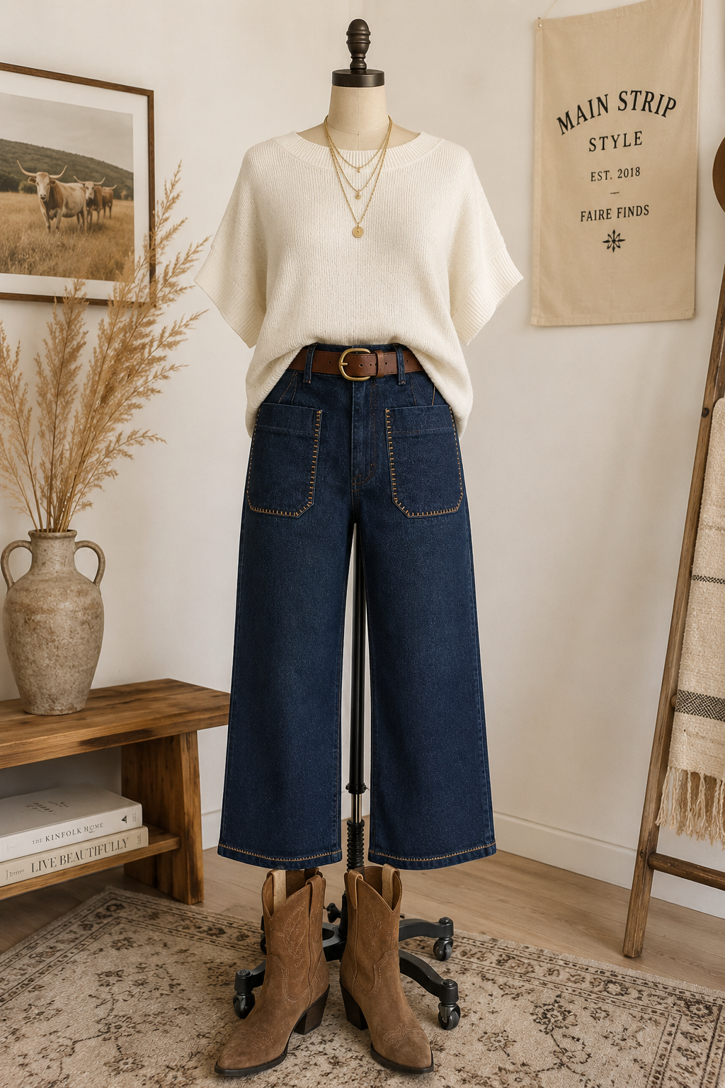 Dark Horse Cropped Wide Leg Jean