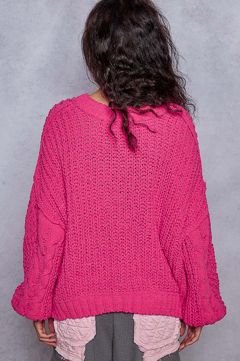 Fuchsia Chenille Sweater