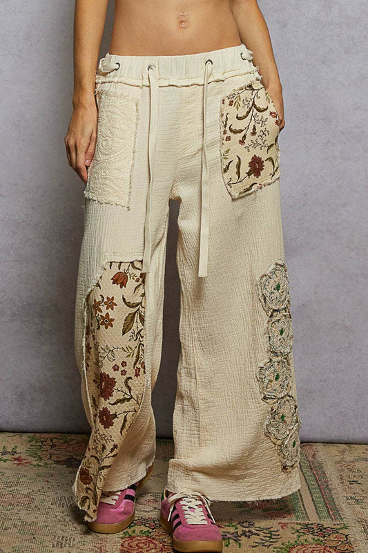 Earthy Gauze Patchwork Pant