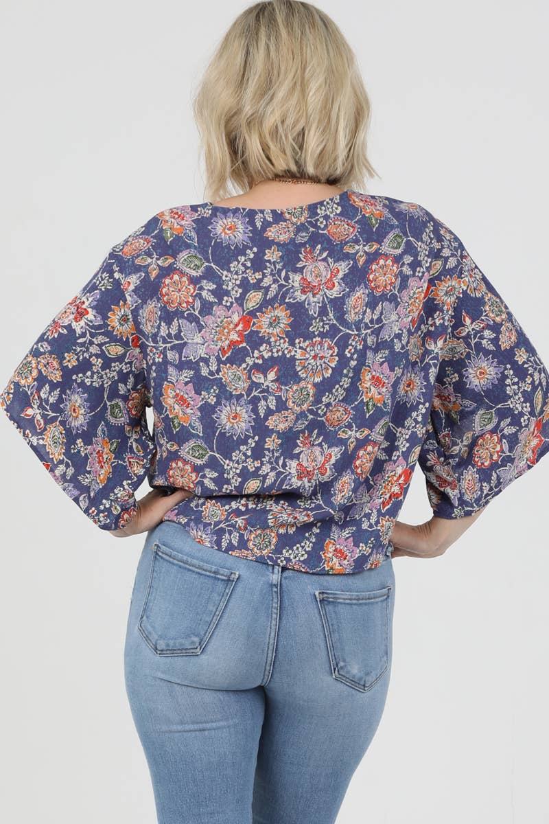 Lavender Floral Tie Top