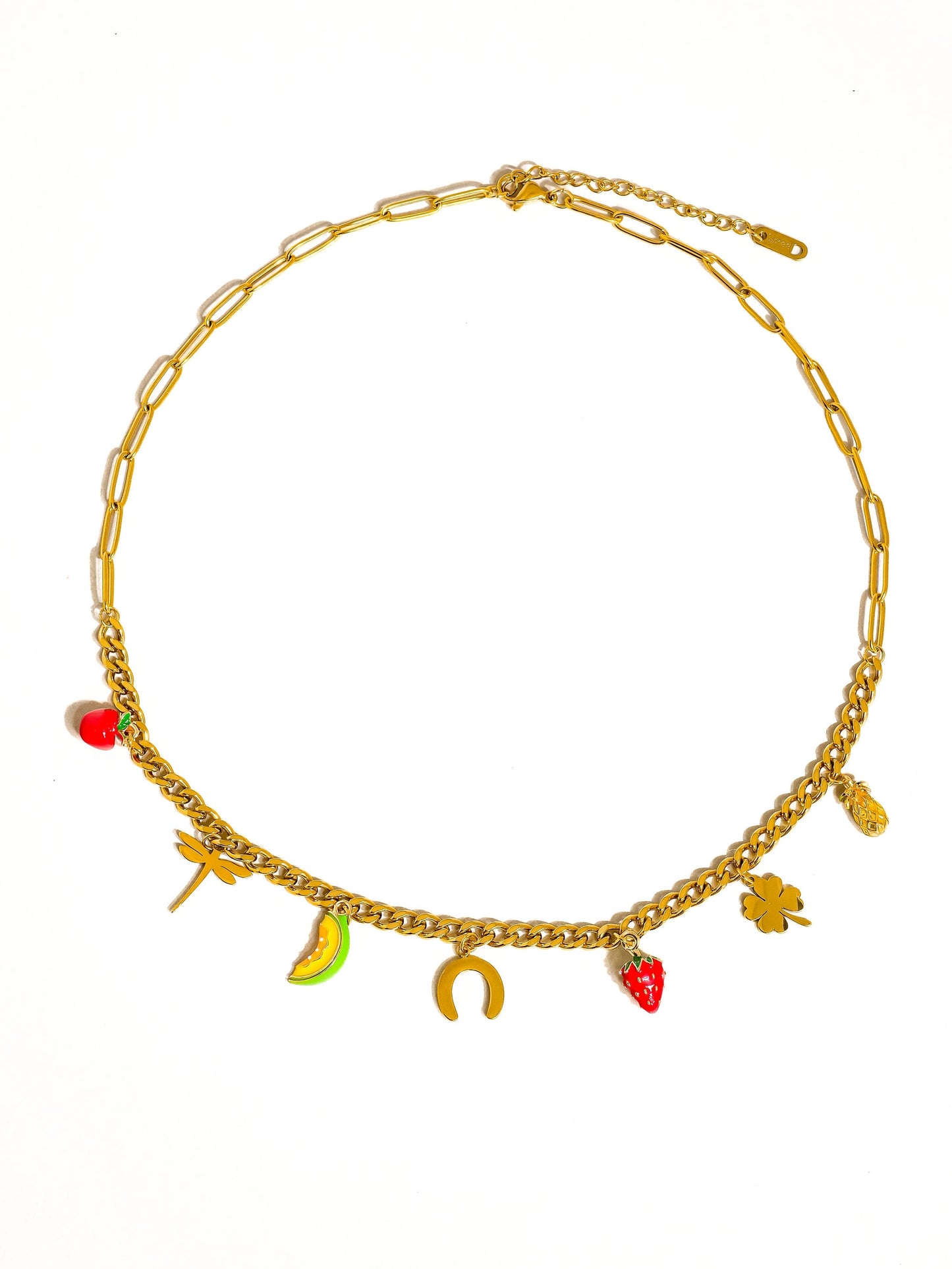 Non Tarnish Luck & Fruit Charm Necklace