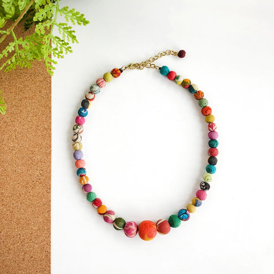 Kantha Graduated Bead Necklace