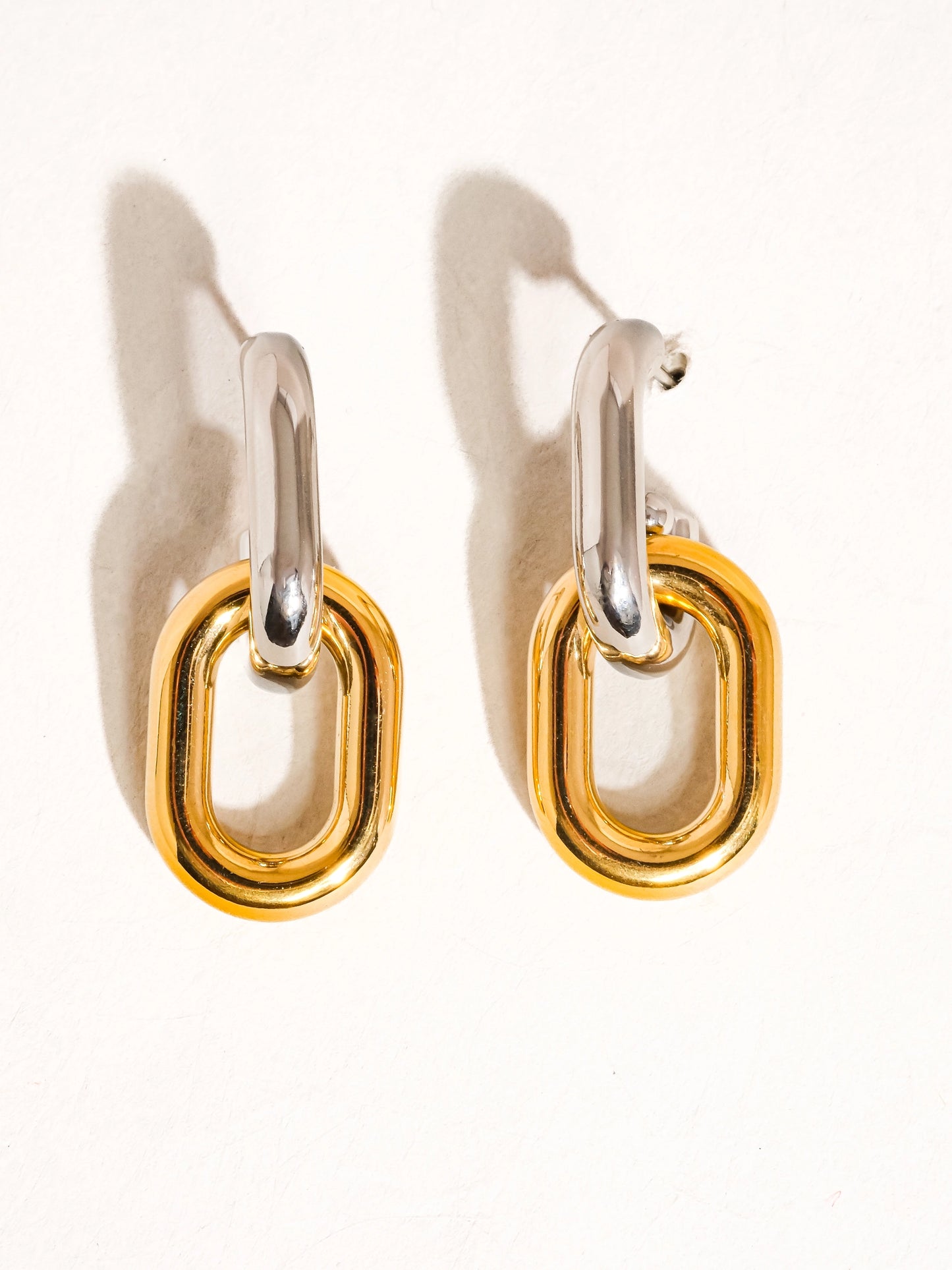 Non-Tarnish Mixed Metal Double Chain Earrings