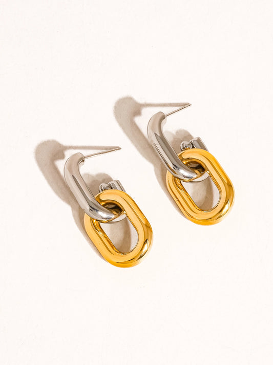 Non-Tarnish Mixed Metal Double Chain Earrings