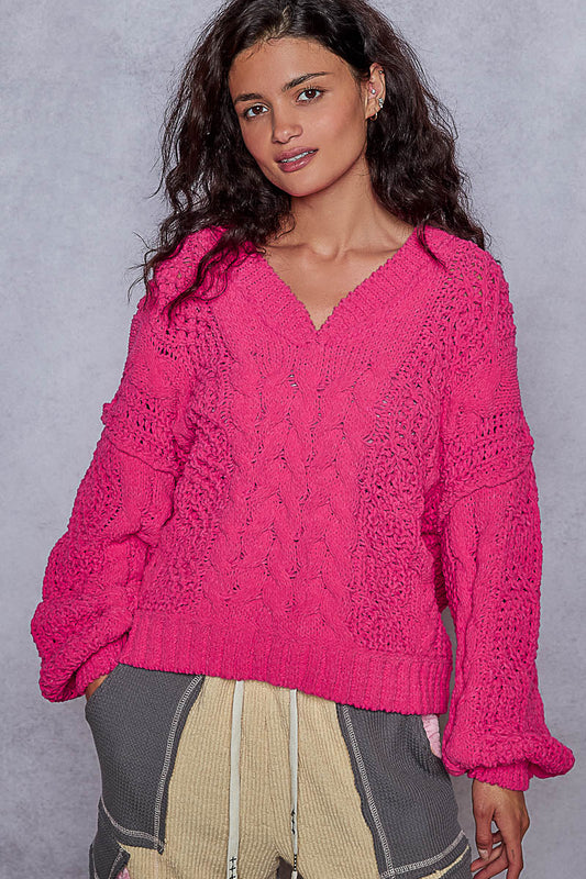 Fuchsia Chenille Sweater