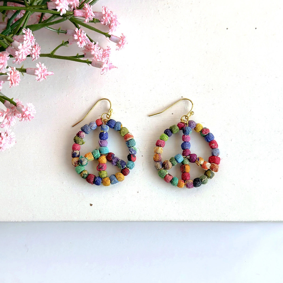 Kantha Peace Earrings