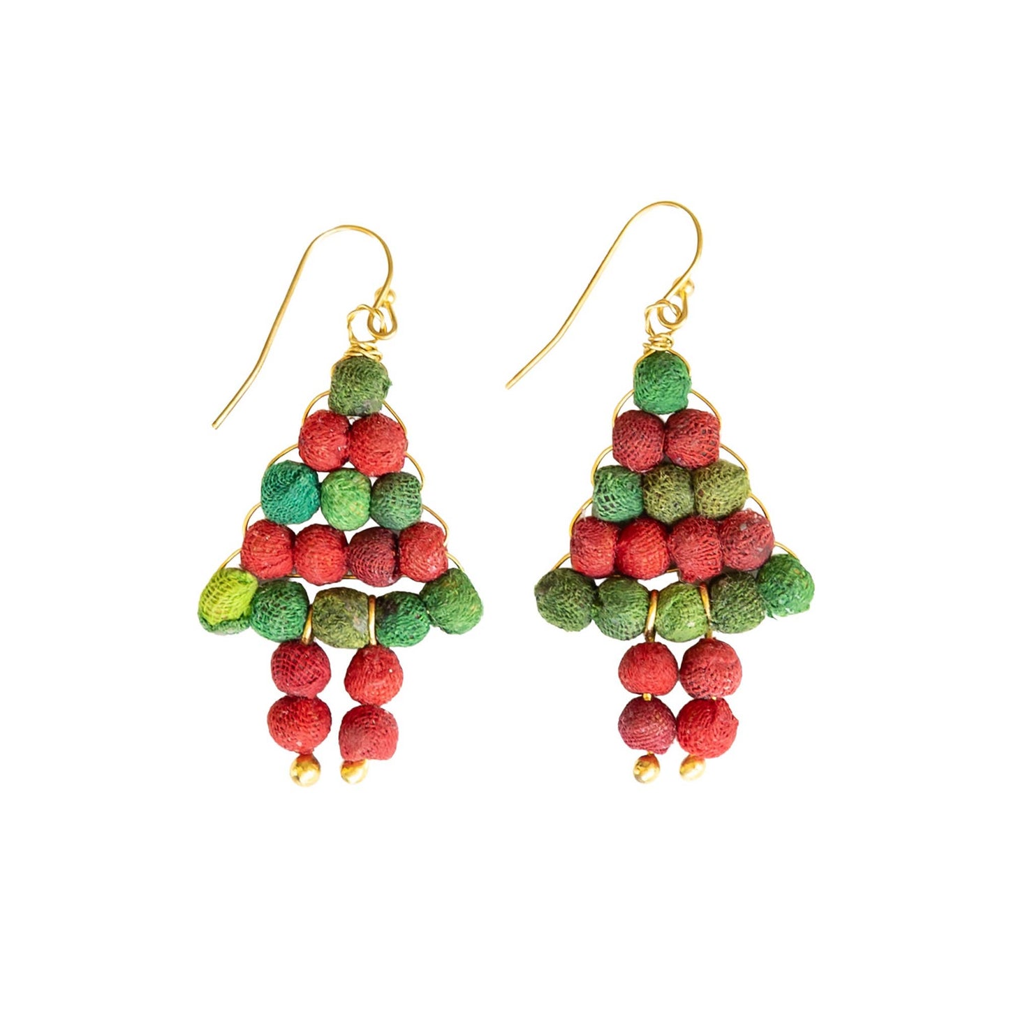 Kantha Holiday Tree Earrings