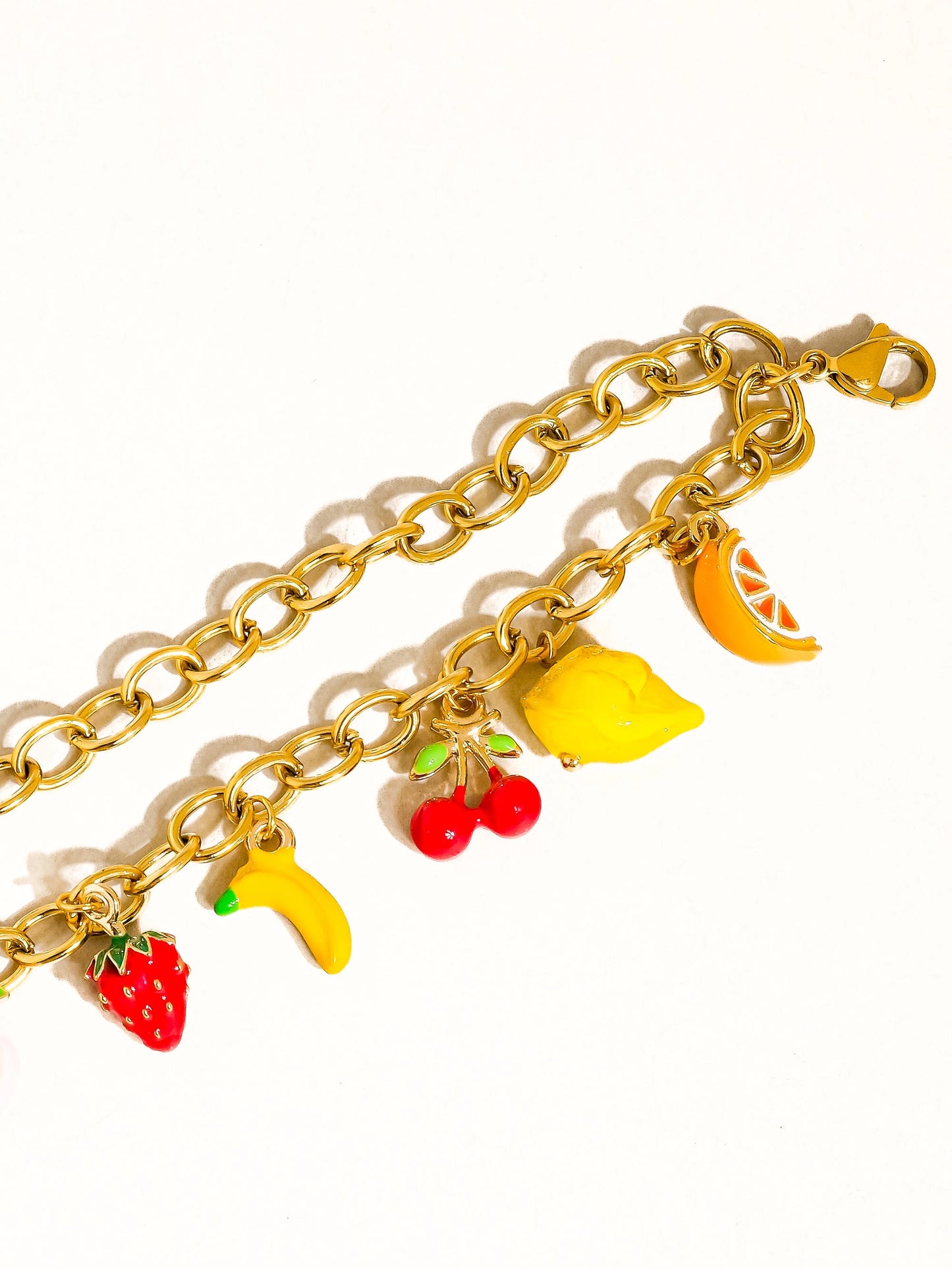 Non Tarnish Fruit Charm Bracelet