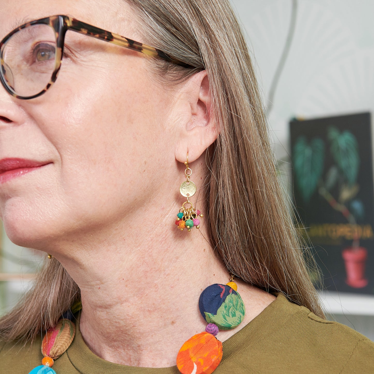 Kantha Tiny Cluster Earrings