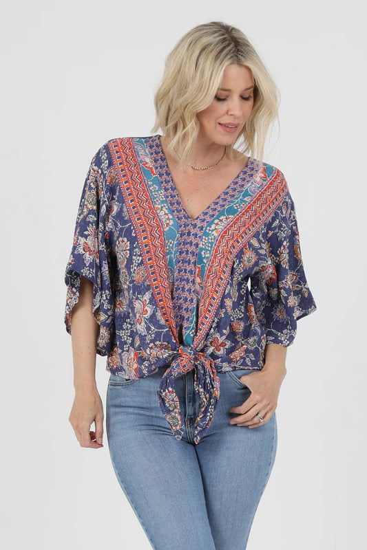 Lavender Floral Tie Top