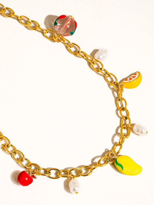 Non Tarnish Fruity Charm Necklace