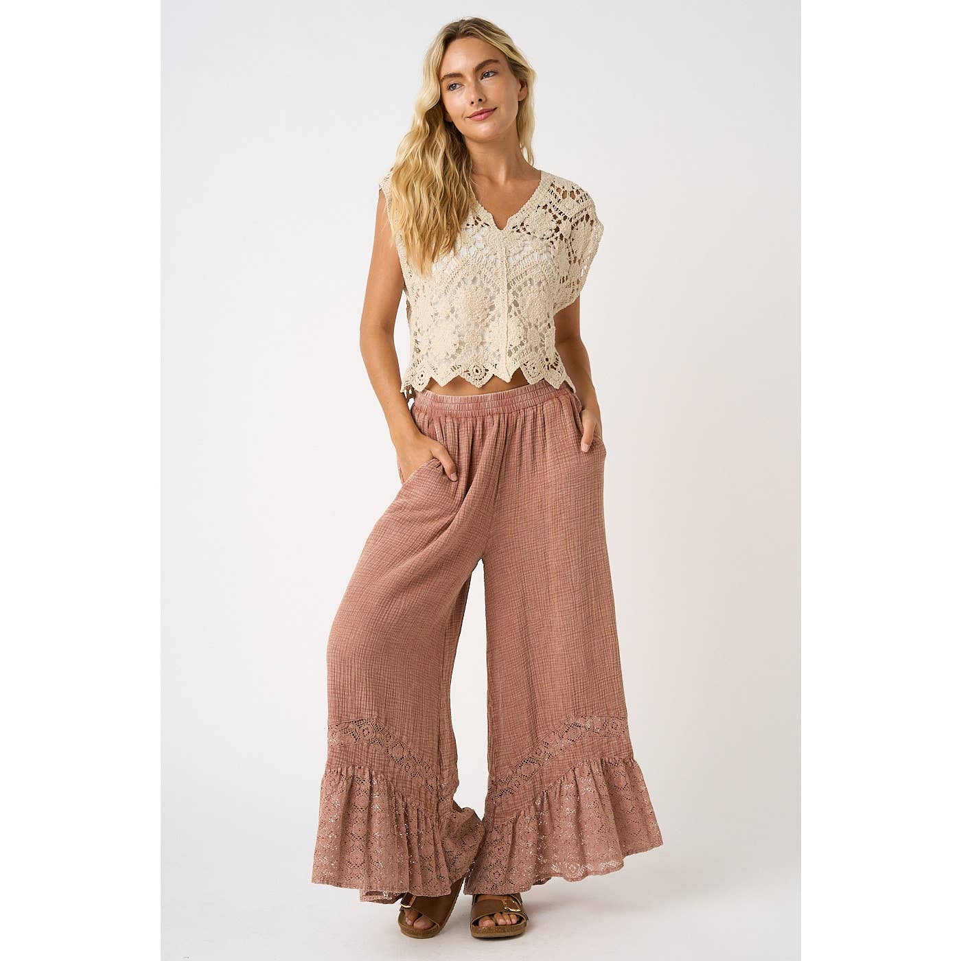 Gauze Pant in Washed Redbean