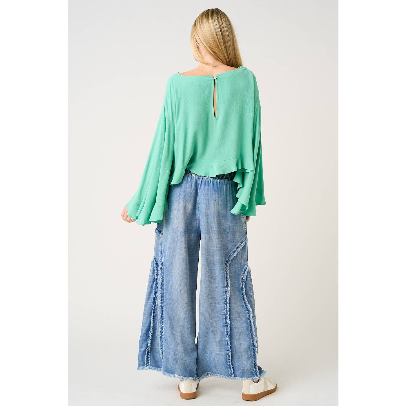 Sierra Curved Fringe Wide-Leg Pant