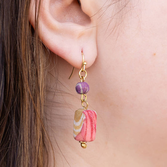 Kantha Rectangle Drop Earring