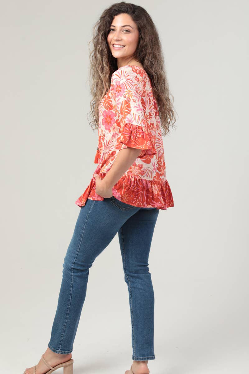 Peachy Pink Floral Top