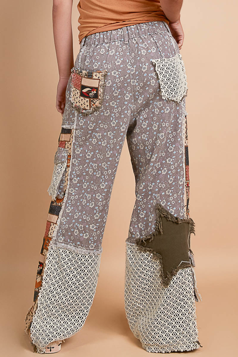 POL Mixed Patchwork Pants