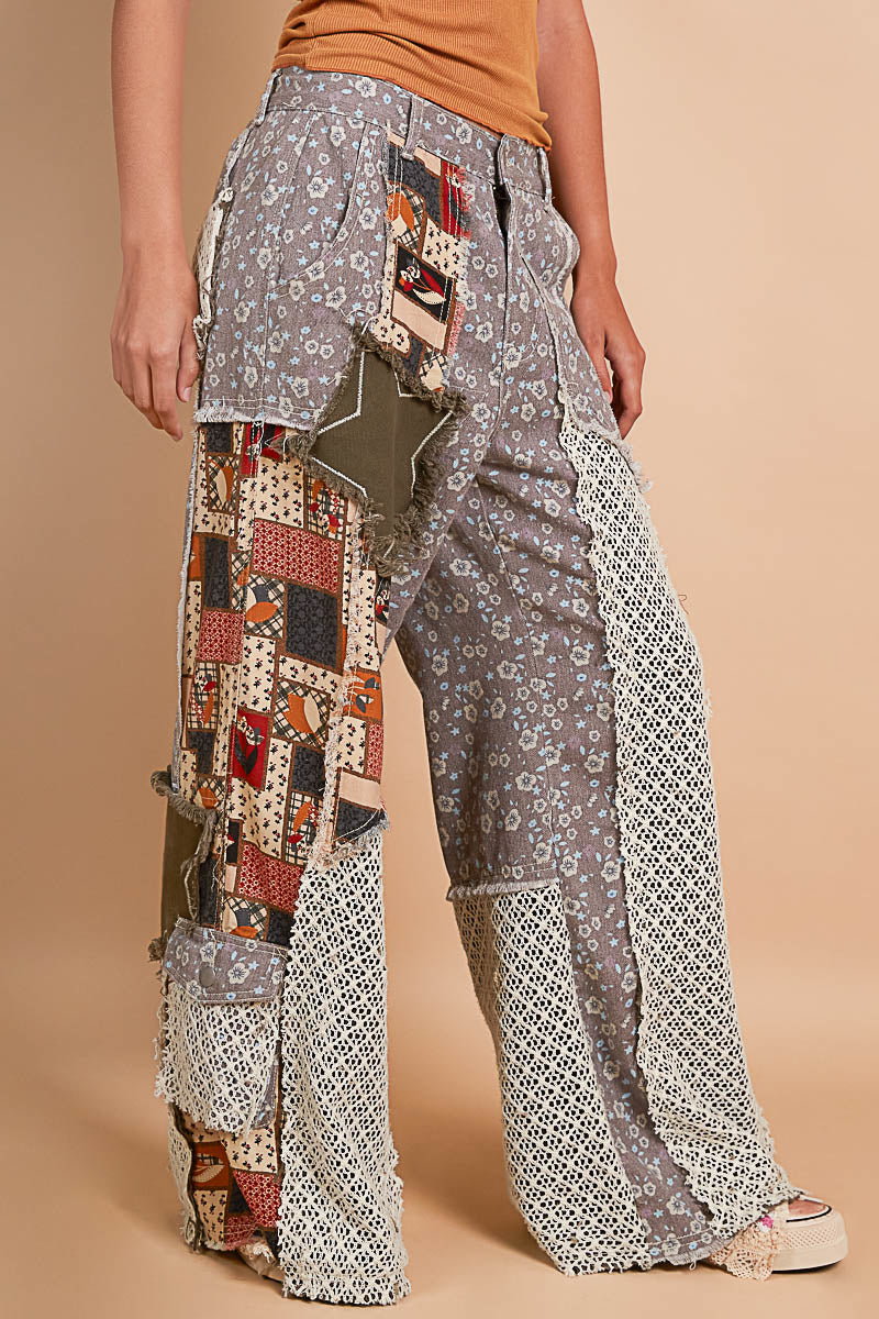 POL Mixed Patchwork Pants