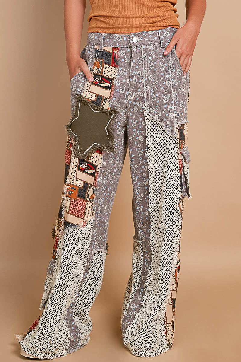 POL Mixed Patchwork Pants