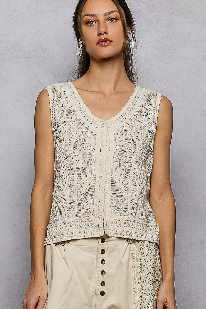 Paisley Pearl Crochet Vest