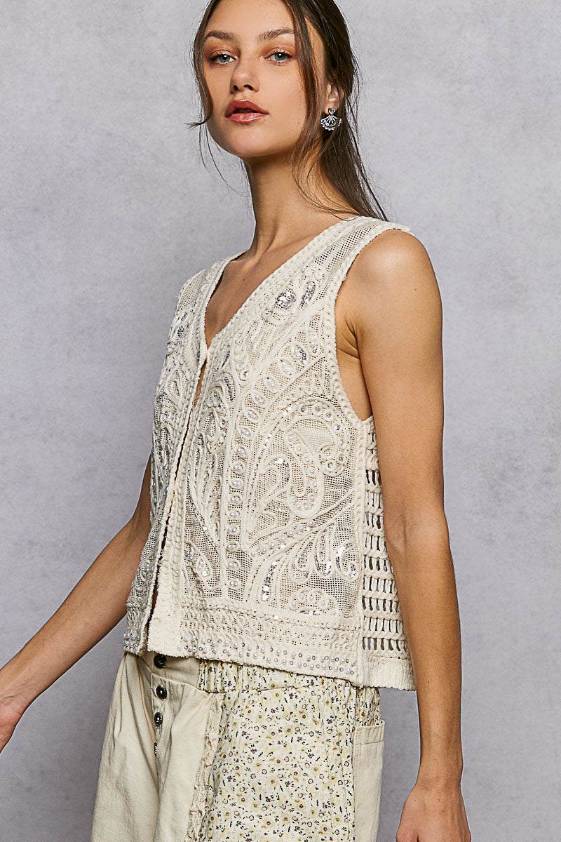 Paisley Pearl Crochet Vest
