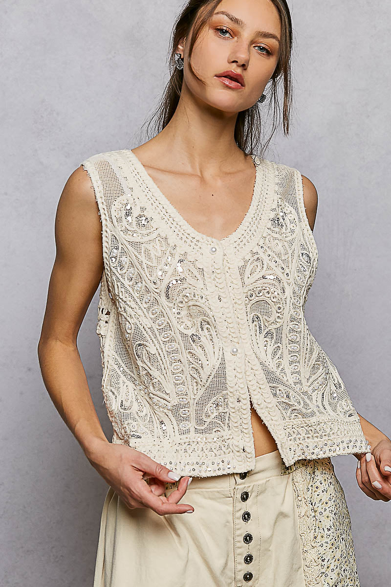 Paisley Pearl Crochet Vest