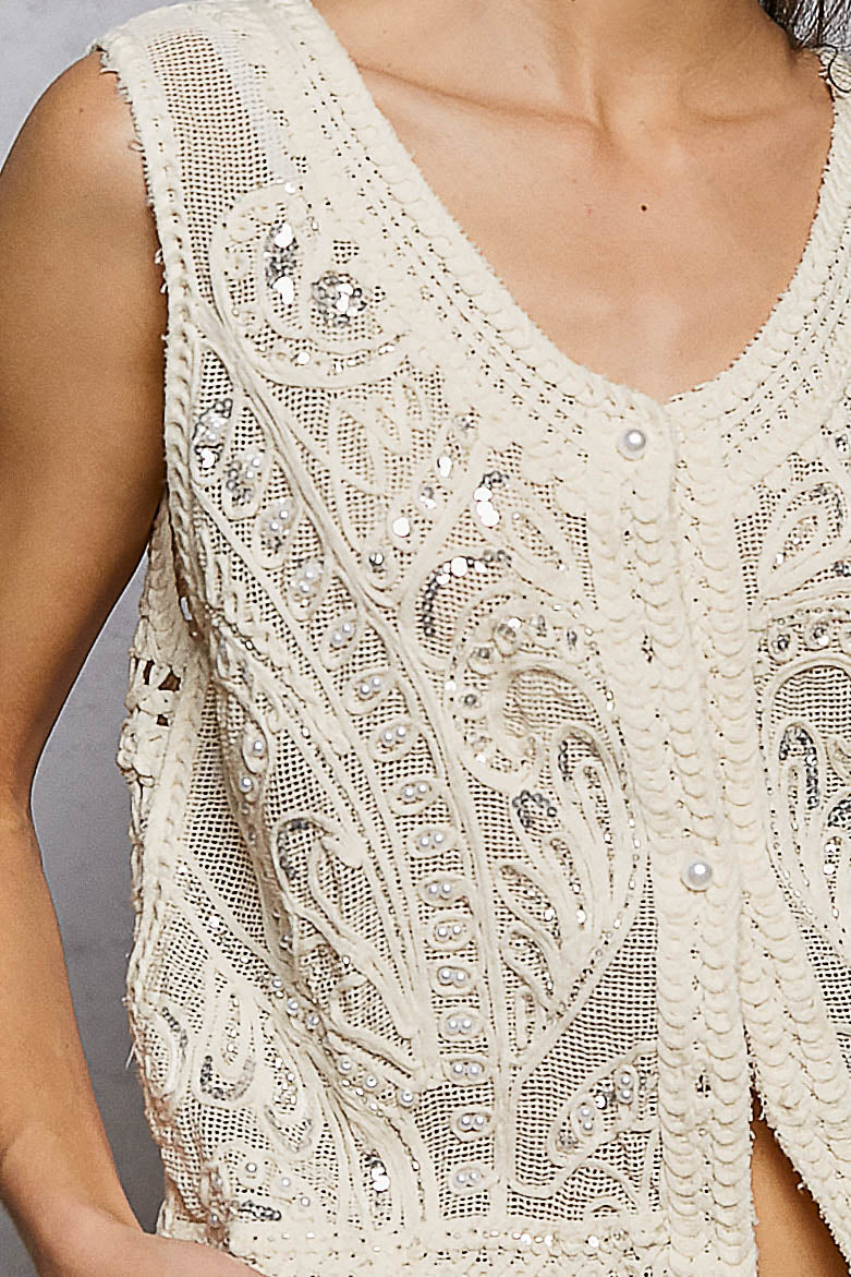 Paisley Pearl Crochet Vest