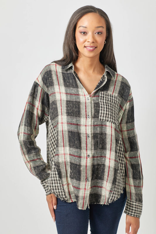 Black Plaid Shirt Jacket