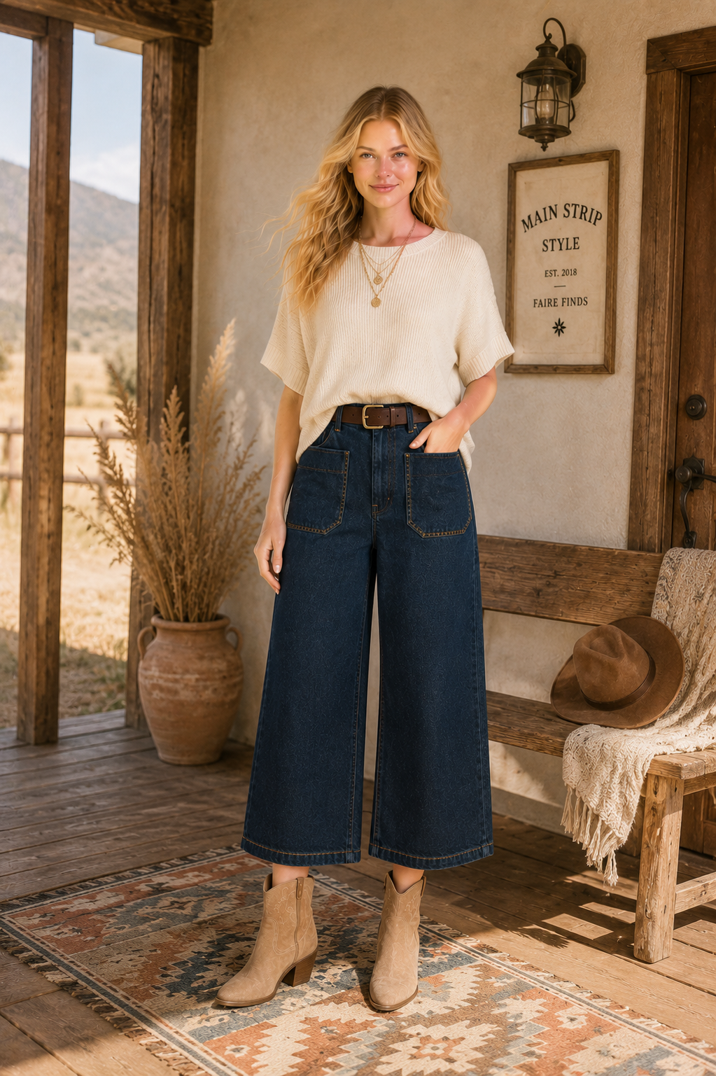 Dark Horse Cropped Wide Leg Jean