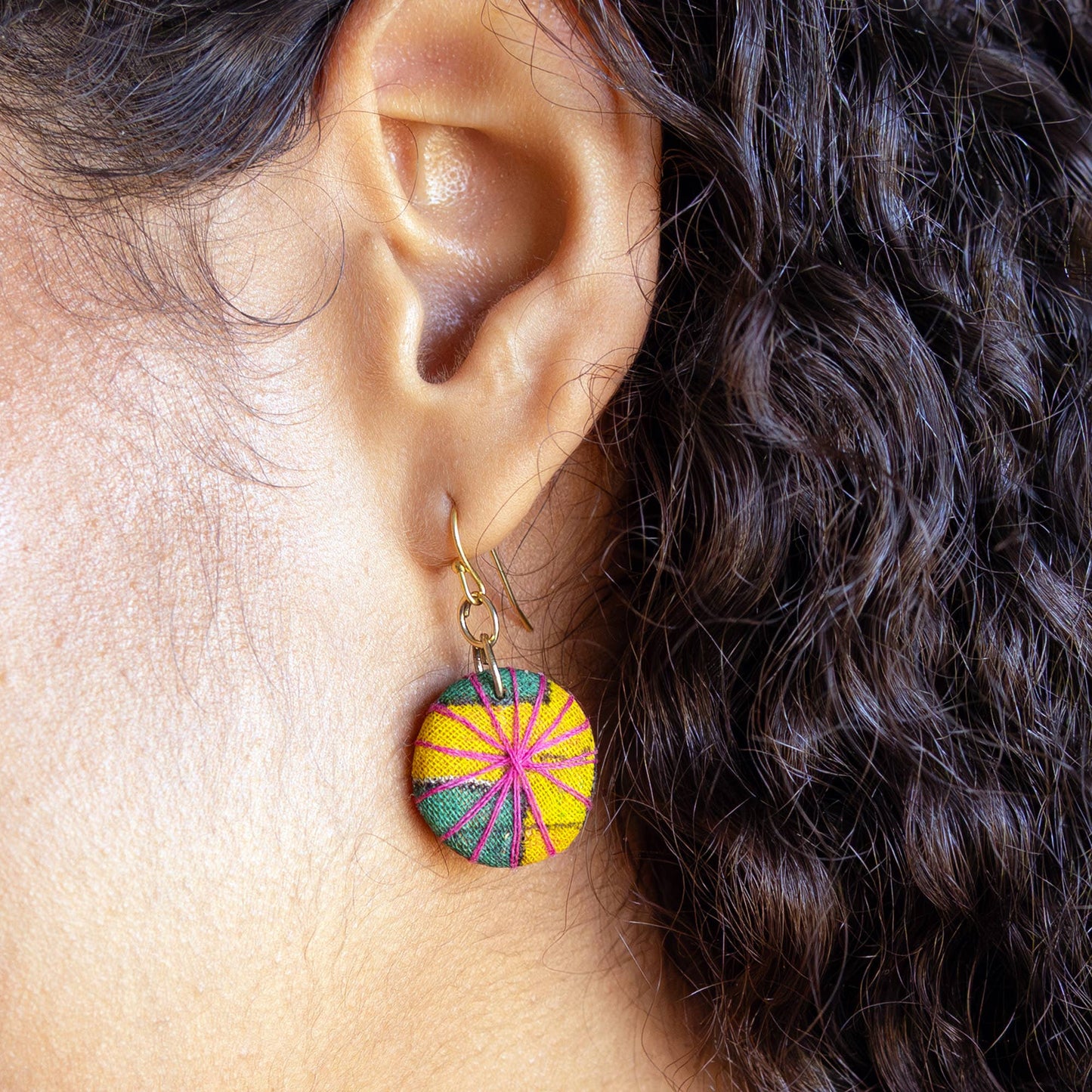 Kantha Threadburst Solo Earrings - Petite