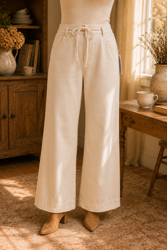 Cream Cottonwood Wide Leg Pant