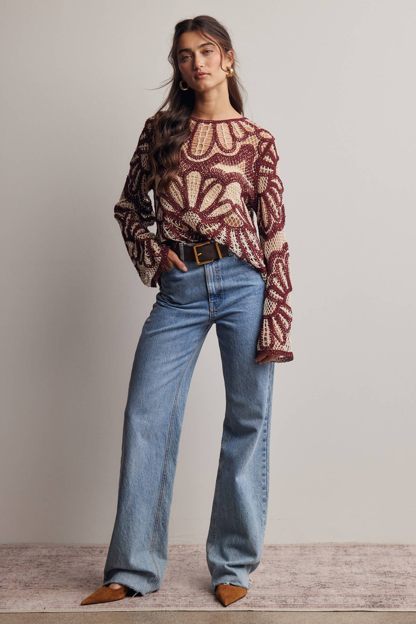 Cinnamon Bloom Crochet Sweater