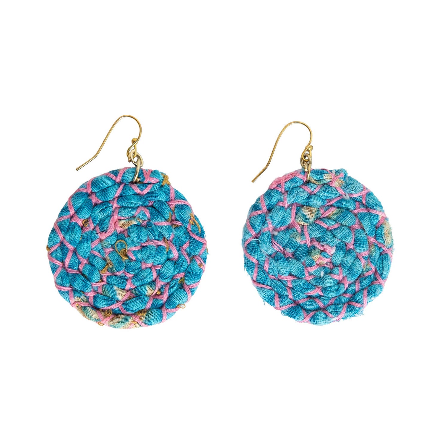 Kantha Wrapped Disc Earrings
