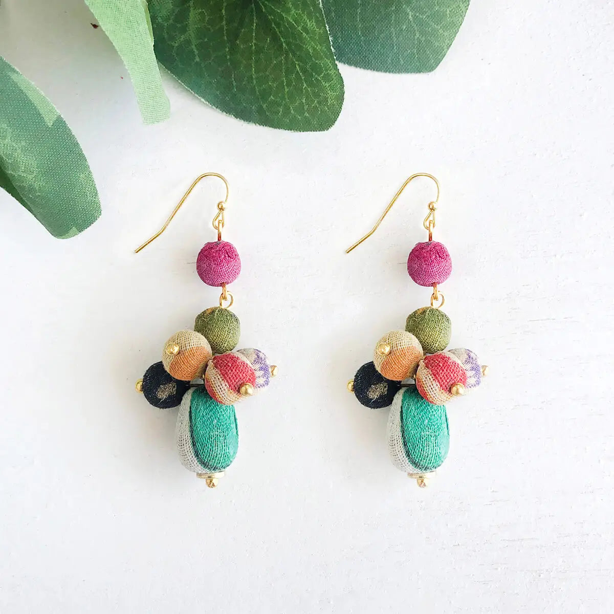Kantha Tiered Drop Earrings