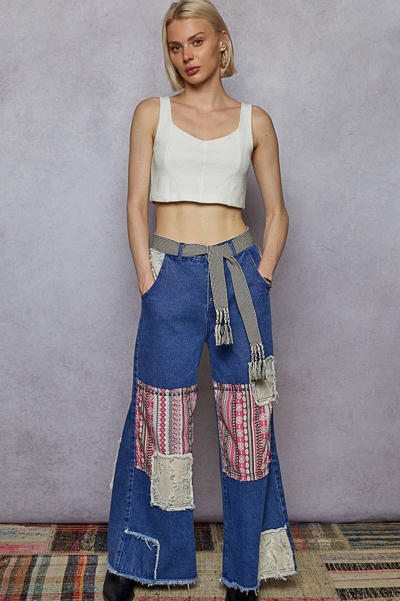 Indigo Edge Patchwork Pants
