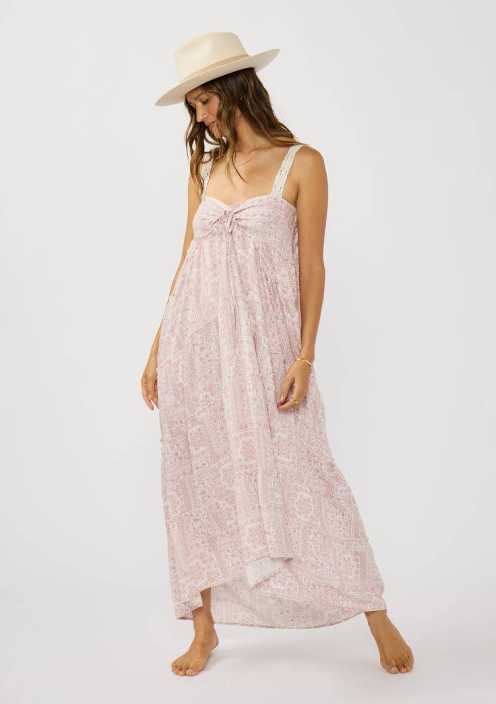 Pink Floral Lace Dress