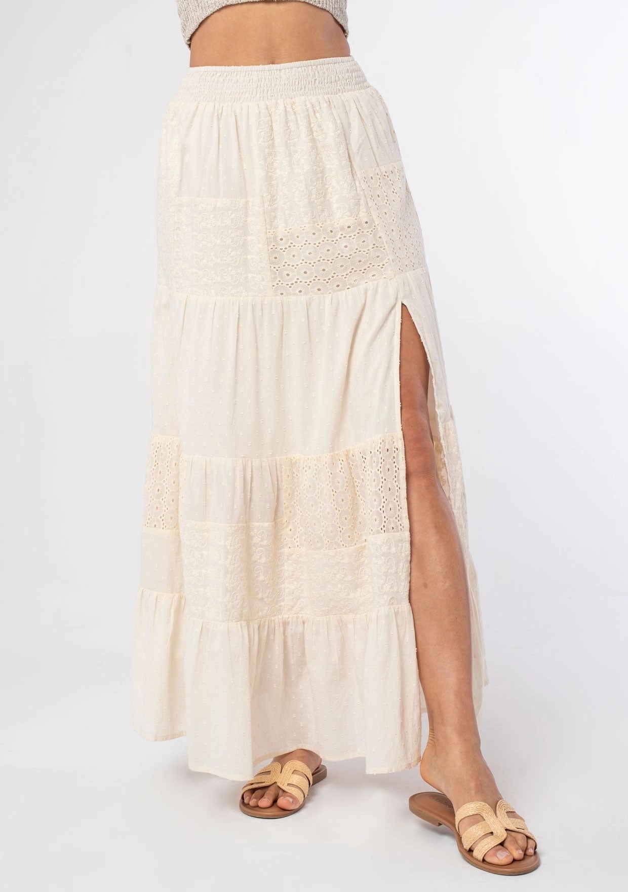 Boho Crochet Eyelet Maxi Skirt