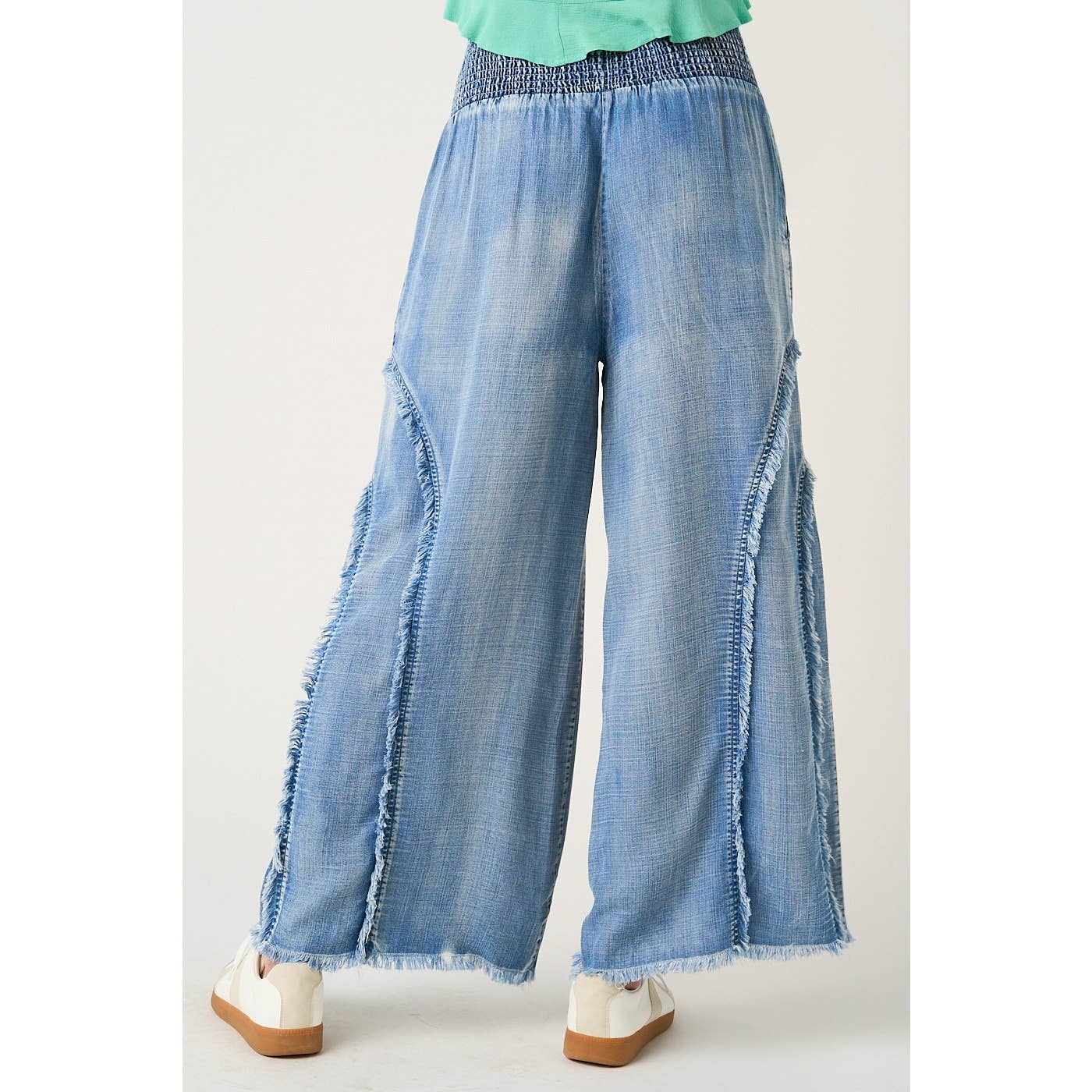 Sierra Curved Fringe Wide-Leg Pant
