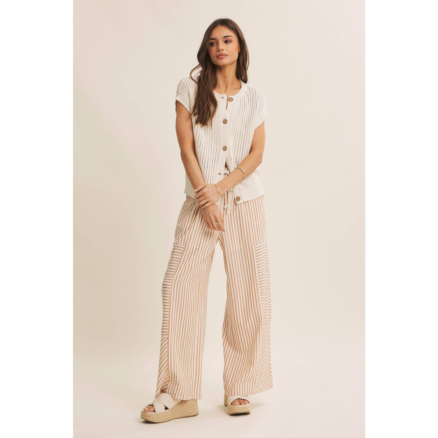 The Laurel Open-Knit Button-Down Sweater