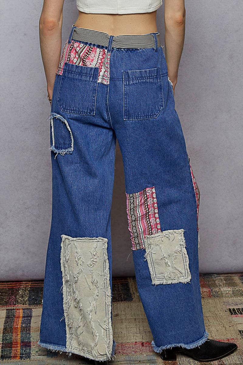 Indigo Edge Patchwork Pants