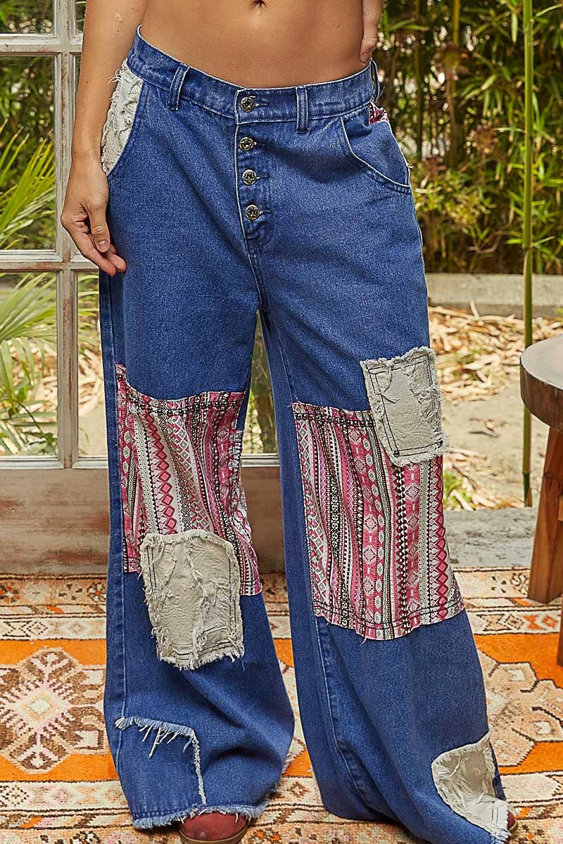 Indigo Edge Patchwork Pants