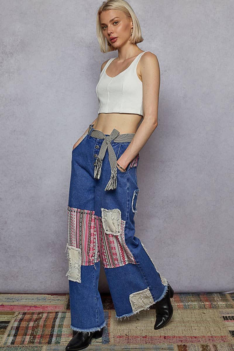 Indigo Edge Patchwork Pants