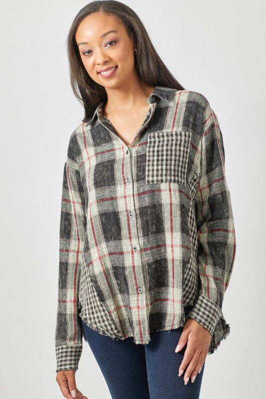 Black Plaid Shirt Jacket