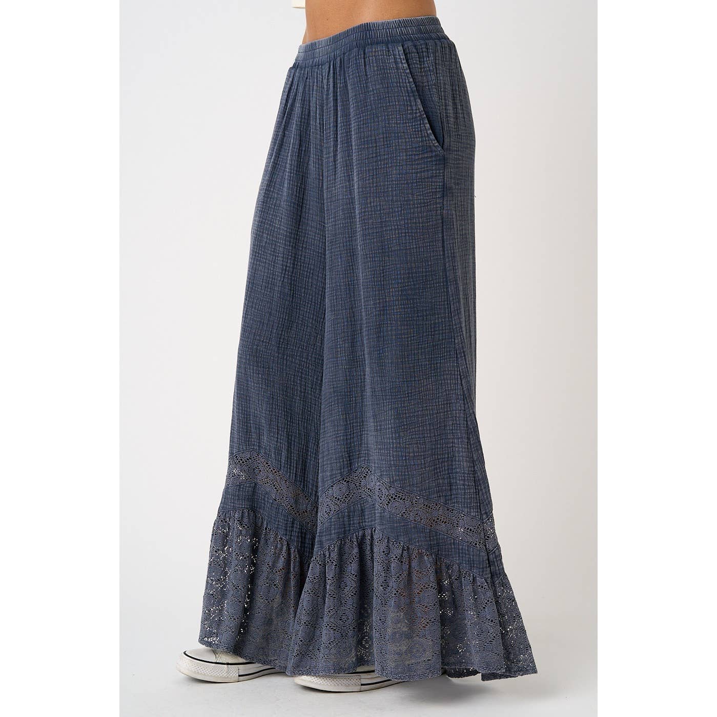 Cotton Gauze Pant in Washed Blueberry