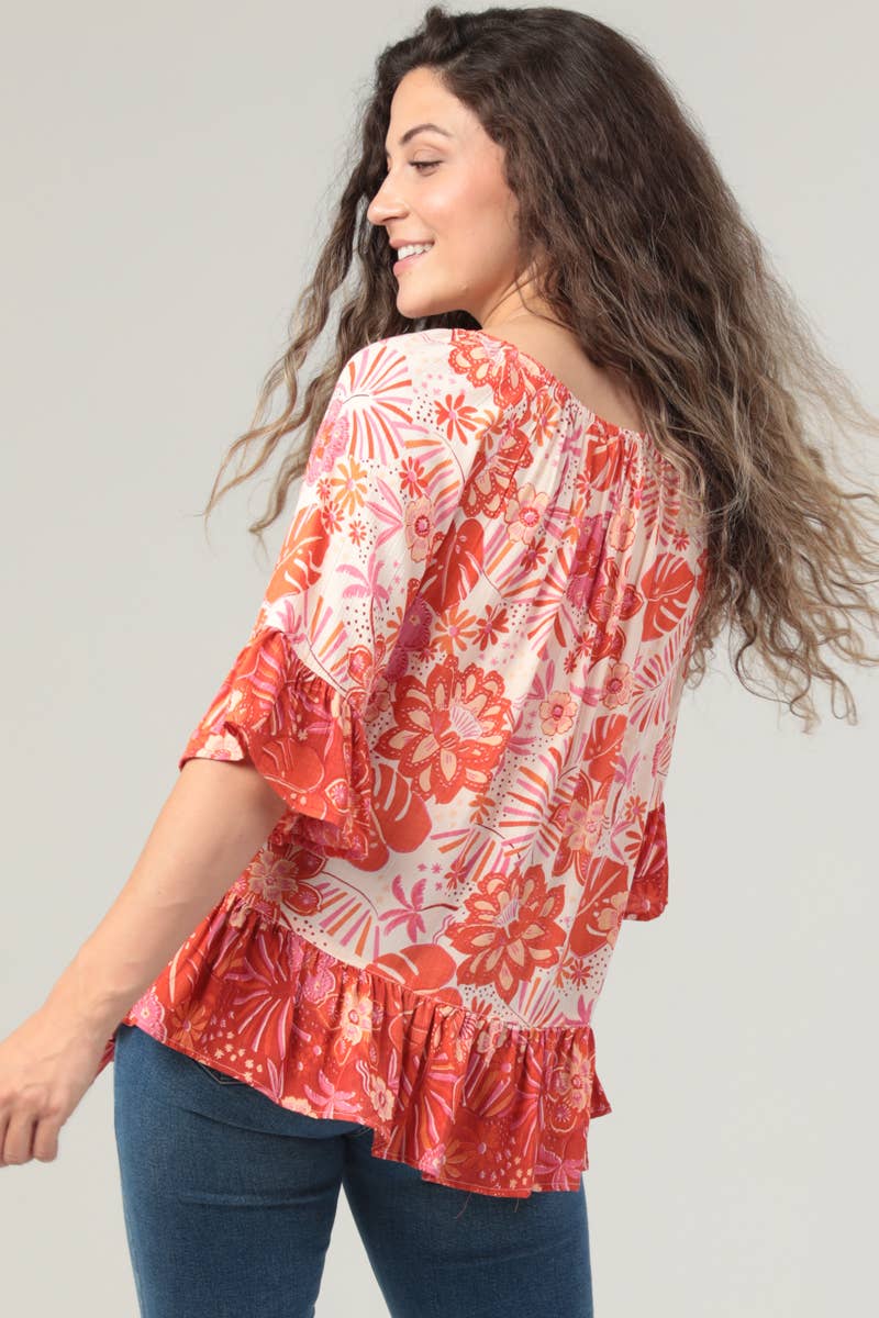 Peachy Pink Floral Top