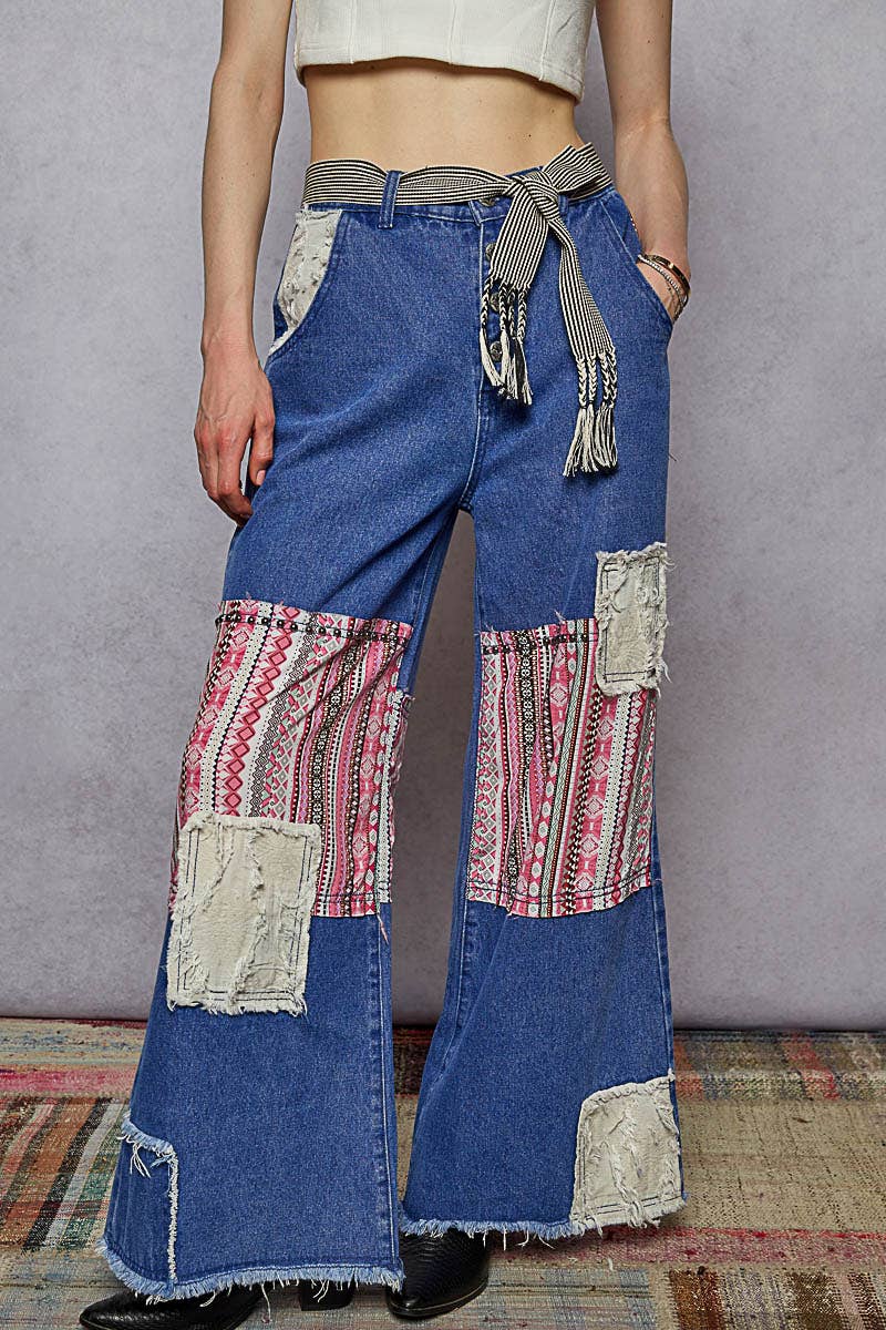 Indigo Edge Patchwork Pants
