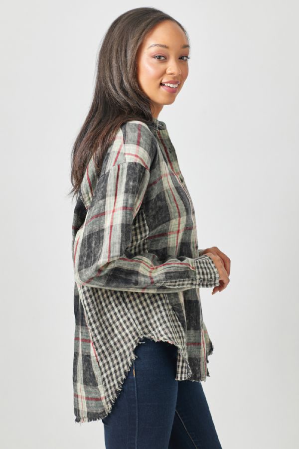 Black Plaid Shirt Jacket